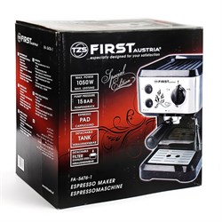 Кофеварка FIRST FA-5476-1, рожковая, 1050 Вт, 1.25 л, капучинатор, чёрная - фото 51411942