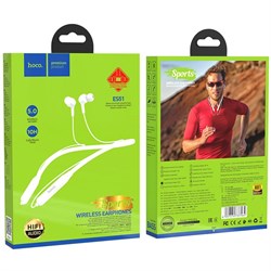 Наушники спортивные беспроводные, Hoco ES51, вакуумные, Bluetooth 5.0, с микрофоном, 130 мАч, белые - фото 51412255