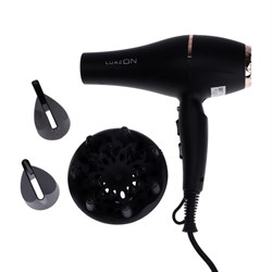 Фен LuazON LF-30, 2000 Вт, профессиональный, 2 темп. режима, 3 насадки, черный - фото 51413495
