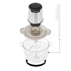 Измельчитель Kitfort КТ-3012, пластик, 400 Вт, 2.5 л, 1 скорость, металлик - фото 51414159