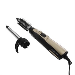 Фен-щётка WILLMARK WHS-113BC, 1200 Вт, 2 насадки, ионизация, чёрно-золотая - фото 51414370