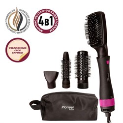 Фен-щётка Pioneer HB-1001D, 1000 Вт, 2 температурных режима, чёрно-розовая - фото 51414527