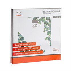 Весы напольные Irit IR-7273, электронные, до 180 кг, 2хААА, белые срисунком "Листья" - фото 51414874