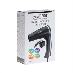 Фен FIRST 5655-1-BA, 1200 Вт, крепление на стене, 1 скорость, 2 температурных режима, чёрный - фото 51415157