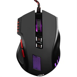 Мышь Оклик 806G черный/красный оптическая (3200dpi) USB (8but) - фото 51416757