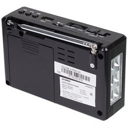 Радиоприемник портативный Hyundai H-PSR140, FM/AM/SW, 87.5-108 МГц, USB, microSD, фонарь, 3хАА (не в компл.), черный - фото 51417779