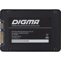 Накопитель SSD Digma SATA III 512GB DGSR2512GS93T Run S9 2.5" - фото 51419263
