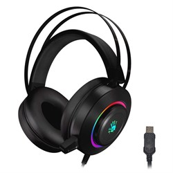Наушники с микрофоном A4Tech Bloody G521, USB, мониторные, оголовье, провод 2.3 м, чёрные - фото 51422023