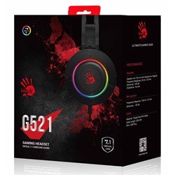 Наушники с микрофоном A4Tech Bloody G521, USB, мониторные, оголовье, провод 2.3 м, чёрные - фото 51422030