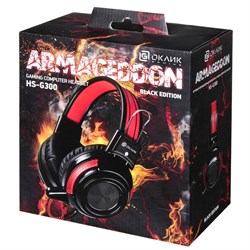 Наушники с микрофоном Оklick HS-G300 ARMAGEDDON, мониторные, оголовье, провод 2.3 м, чёрные - фото 51422124