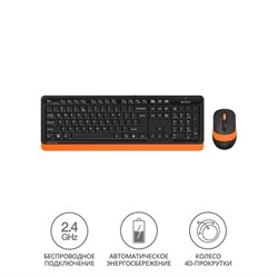 Клавиатура + мышь A4Tech Fstyler FG1010, беспроводные, USB, оранжево-чёрные - фото 51422868
