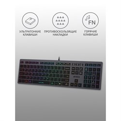 Клавиатура A4Tech Fstyler FX60 серый USB slim LED (FX60 GREY / NEON) - фото 51423254