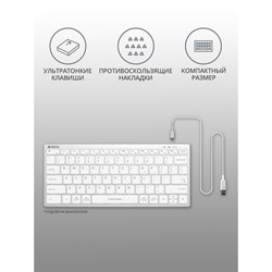 Клавиатура A4Tech Fstyler FX61 белый USB slim LED (FX61 WHITE) - фото 51423284