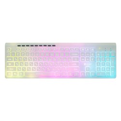 Клавиатура Оклик 490ML белый USB slim Multimedia LED - фото 51423501