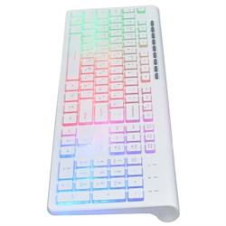 Клавиатура Оклик 490ML белый USB slim Multimedia LED - фото 51423505