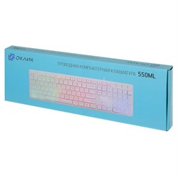 Клавиатура Оклик 550ML белый USB slim Multimedia LED - фото 51423548