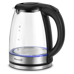 Чайник электрический Maxwell MW-1088, стекло, 1.8 л, 1850 Вт, чёрно-серебристый - фото 51425004