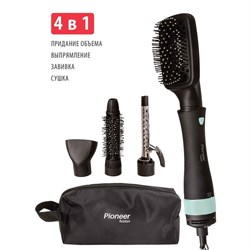 Фен-щётка Pioneer HB-1003D, 1000 Вт, 2 температурных режима, чёрно-бирюзовая - фото 51425061