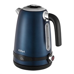 Чайник электрический Kitfort KT-6121-3, металл, 1.7 л, 2200 Вт, регулировка t°, синий - фото 51426083