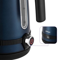 Чайник электрический Kitfort KT-6121-3, металл, 1.7 л, 2200 Вт, регулировка t°, синий - фото 51426084