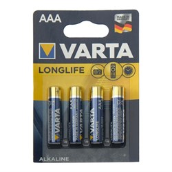 Батарейка алкалиновая Varta LongLife, AAA, LR03-4BL, 1.5 В, блистер, 4 шт. - фото 51426518