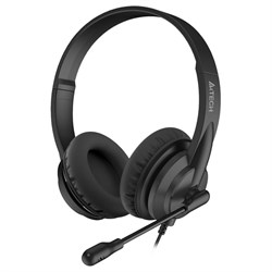 Наушники с микрофоном A4Tech HS-10 черный 2м накладные оголовье (HS-10/3.5MM PLUG/BLACK) - фото 51428247