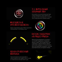 Наушники с микрофоном A4Tech Bloody G575 Punk желтый/черный 2м мониторные USB оголовье (G575   10046 - фото 51428484