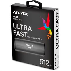 Накопитель SSD A-Data USB-C 512GB ASE760-512GU32G2-CTI SE760 1.8" серый - фото 51428789