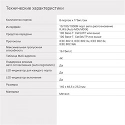 Коммутатор Digma DSW-208GE 8G неуправляемый - фото 51429076