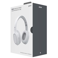 Наушники PERO BH04, беспроводные, BT 5.0, полноразмерные, микрофон, 400 мАч, до 20 часов, белые - фото 51430203